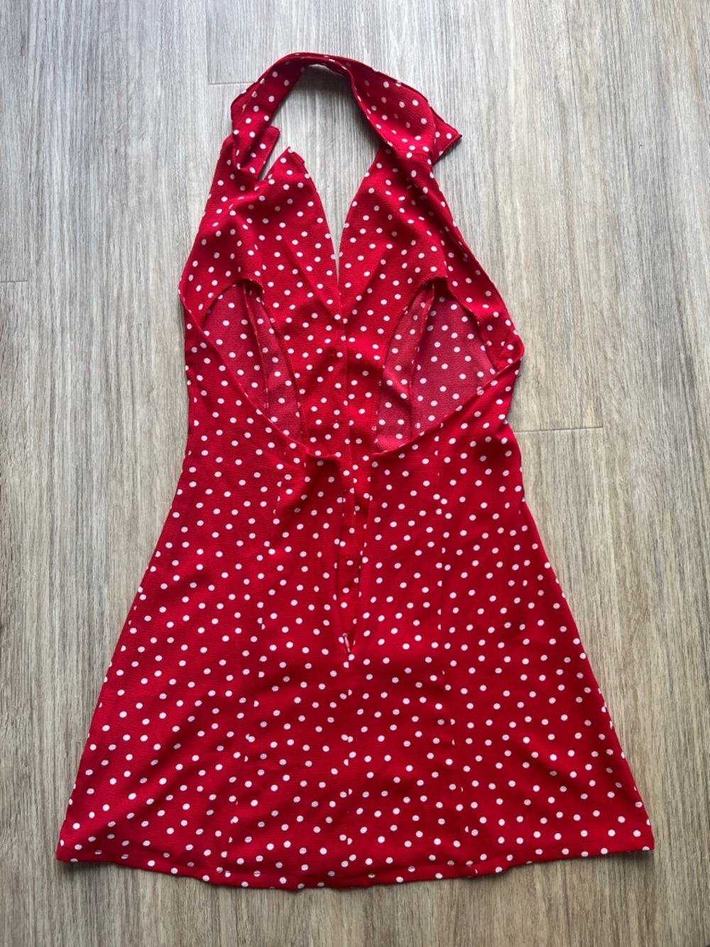 Vanessa Mooney Red Polka Dot Backless Halter Dress - Picture 2 of 3